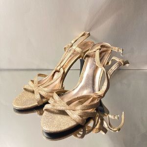 Gold Strapy Slingback heels
